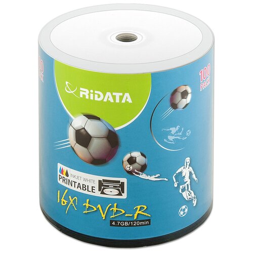 Диск DVD-R RiData 4,7Gb 16x Printable bulk, упаковка 100 шт. диск smartbuy dvd r 4 7gb 16x bulk упаковка 100 шт