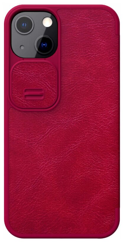 Кожаный чехол-книжка Nillkin Leather Qin Pro c защитой камеры для iPhone 13 красный