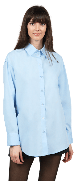 Рубашка голубая женская премиум-класс с планкой на спине (на базар)