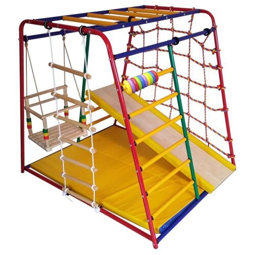 фото Детский спортивный комплекс вертикаль веселый малыш maxi горка дсп с мягкими бортами