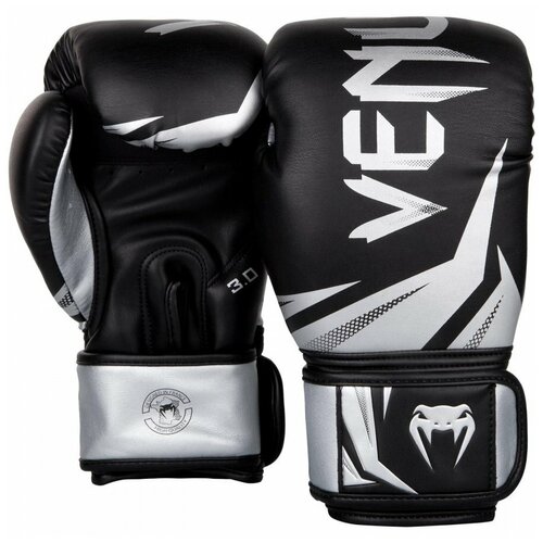 Venum боксерские тренировочные перчатки Challenger 3.0 черно- серебряные 10 унций