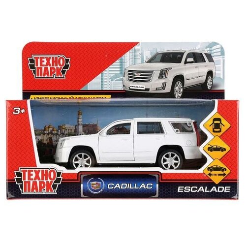 Машина металл CADILLAC ESCALADE 12 см, двери, багаж, инерц, белый, кор. Технопарк