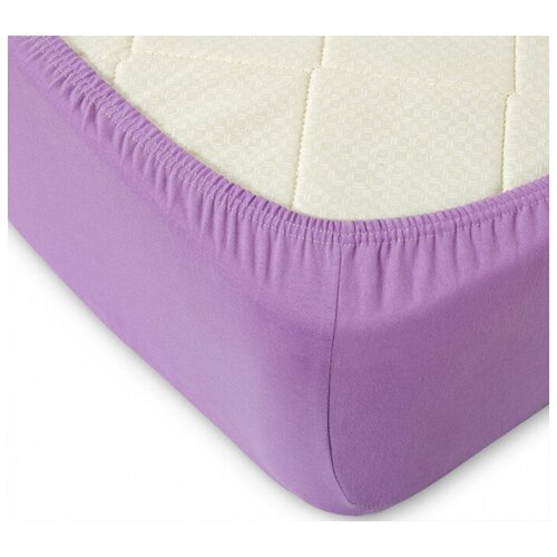 фото Простыня на резинке сиреневая, 90х200х20, трикотаж, 100% хлопок тексдизайн