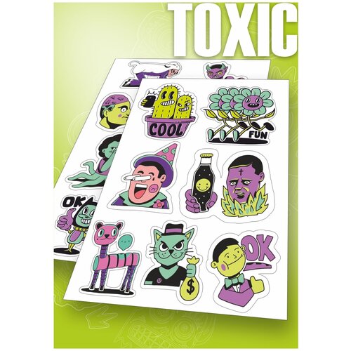 Прикольные наклейки / стикеры / стикербомбинг / наклейка на телефон / на ноутбук / набор наклеек / для ежедневника и тетрадей / наклейки для творчества / Toxic Trip