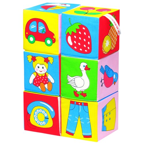 Набор развивающих мягких кубиков «Предметы» набор развивающих мягких кубиков азбука в кнках 6 штук