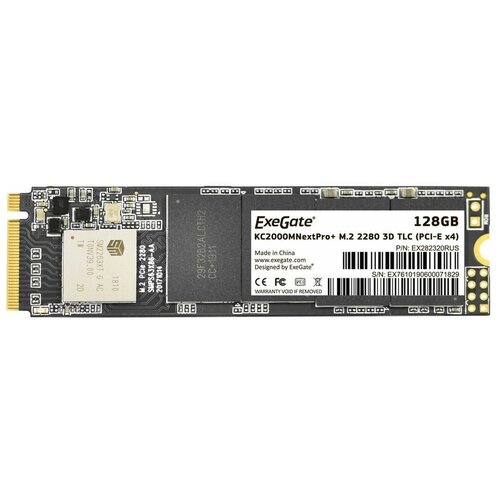 Накопитель SSD M.2 2280 128GB ExeGate NextPro+ KC2000TP128 (PCIe Gen3x4, NVMe, 22x80mm, 3D TLC)