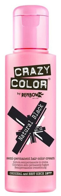 Crazy Color Краситель прямого действия Semi-Permanent Hair Color Cream, 32 natural black, 100 мл