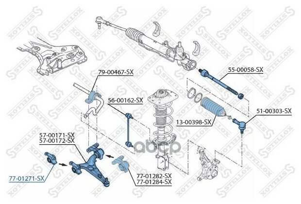 77 01271 sx сайлентблок пер. рычага пер! citroen jumpy fiat scudo peugeot expert 07 stellox арт. 7701271sx - Stellox арт. 7701271SX