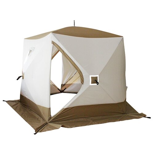 фото Палатка куб зимняя четырёх местная 2,1х2,1х2,15 м. трёхслойная следопыт premium белая олива pf-tw-14