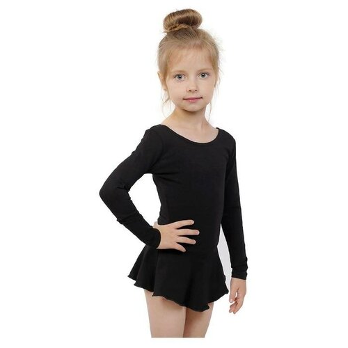фото Grace dance купальник гимнастический х/б с юбкой, длинный рукав, размер 34, цвет чёрный
