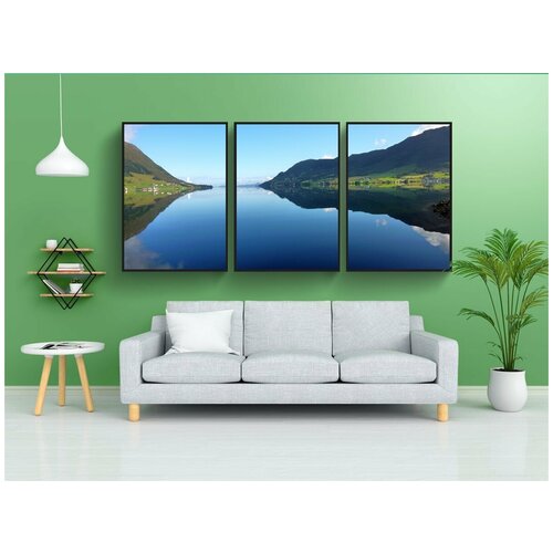 фото Набор модулных постеров для интерьера "норвегия, фьорд, тихий" 60x90 см. в тубусе, без рамки lotsprints