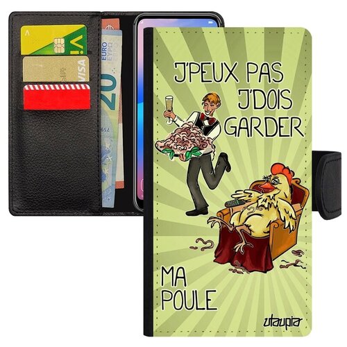 фото Защитный чехол книжка на смартфон // xiaomi mi 8 // "не могу - у меня курица!" пародия комикс, utaupia, светло-зеленый