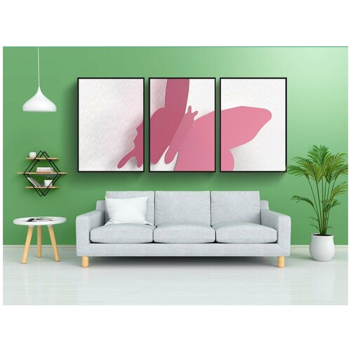 фото Набор модулных постеров для интерьера "бабочка, стена, украшение" 60x90 см. в тубусе, без рамки lotsprints