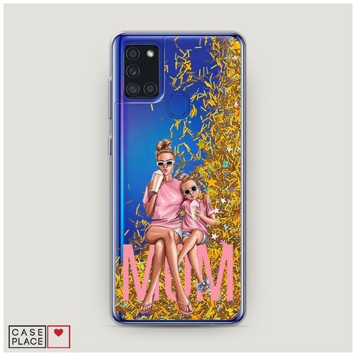 фото Чехол жидкий с блестками samsung galaxy a21s lovely mom case place