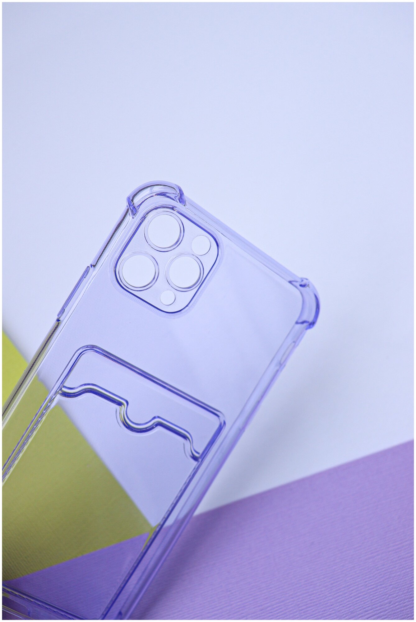 Чехол LuxCase для APPLE iPhone 11 Pro Max TPU с картхолдером 1.5mm Transparent-Lilac 63541 - фото №4