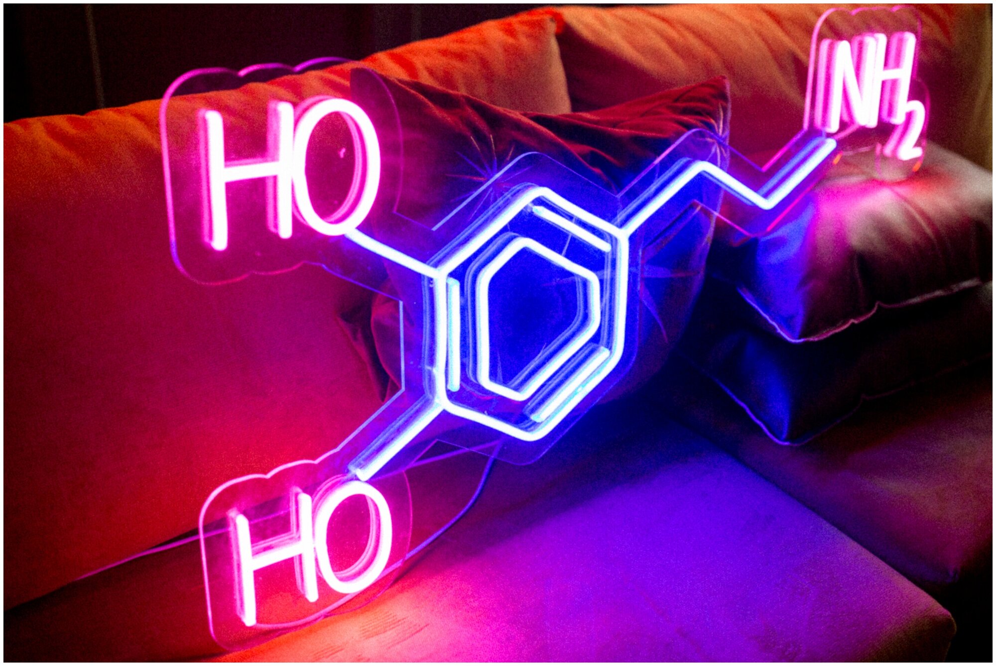 Светильник светодиодный неоновая Молекула дофамина, 100х40 см - фотография № 3
