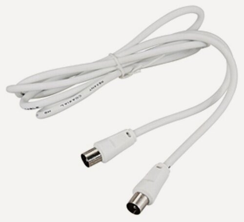 Изображение товара Кабель антенный Rexant ТВ штекер - ТВ штекер, белый, длина 1.5 м