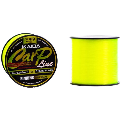 фото Леска kaida carp line neon yellow 1000м 0,405мм