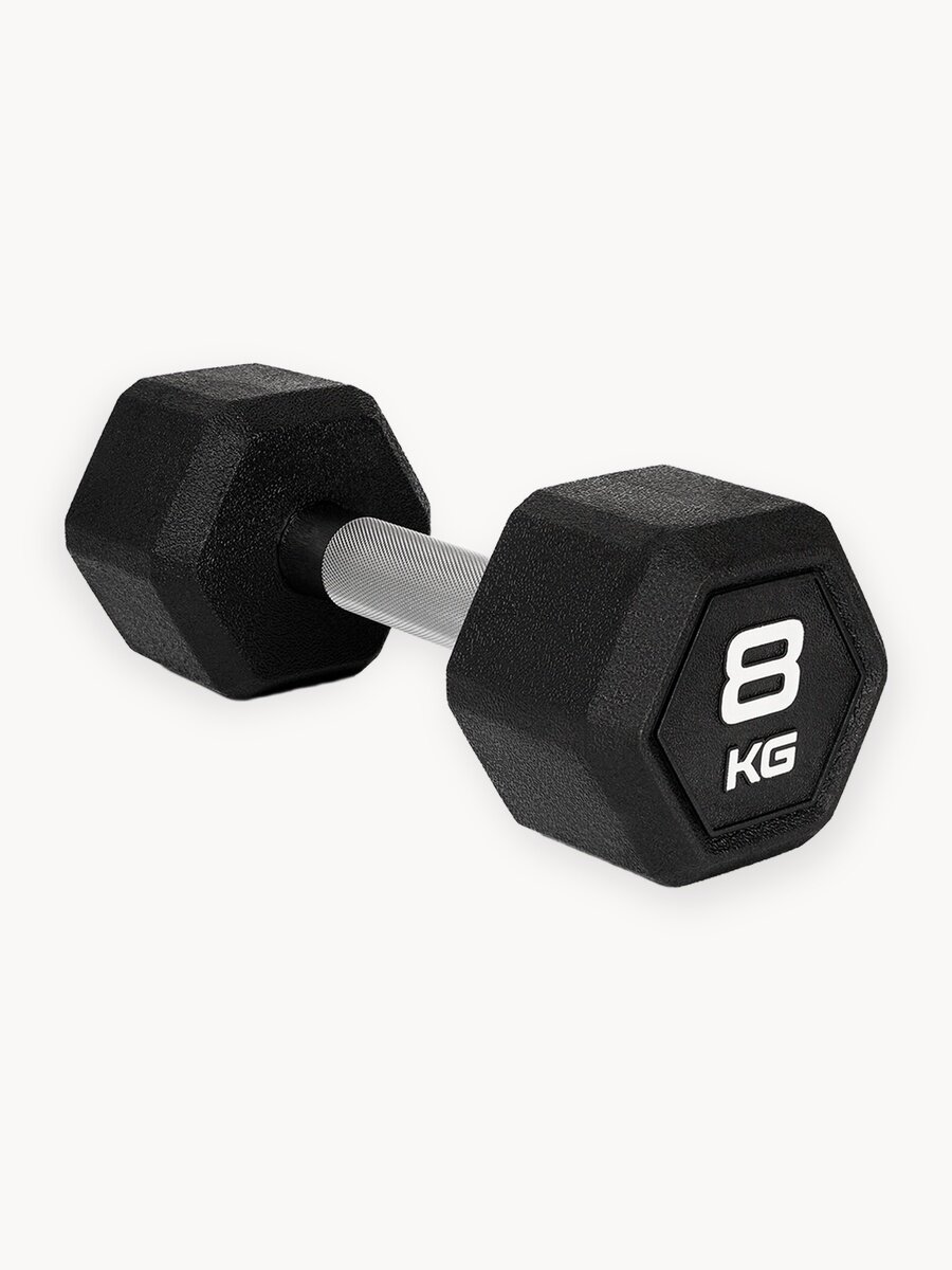 Гантель гексагональная STARFIT, обрезиненная, вес 8 кг, 1 шт