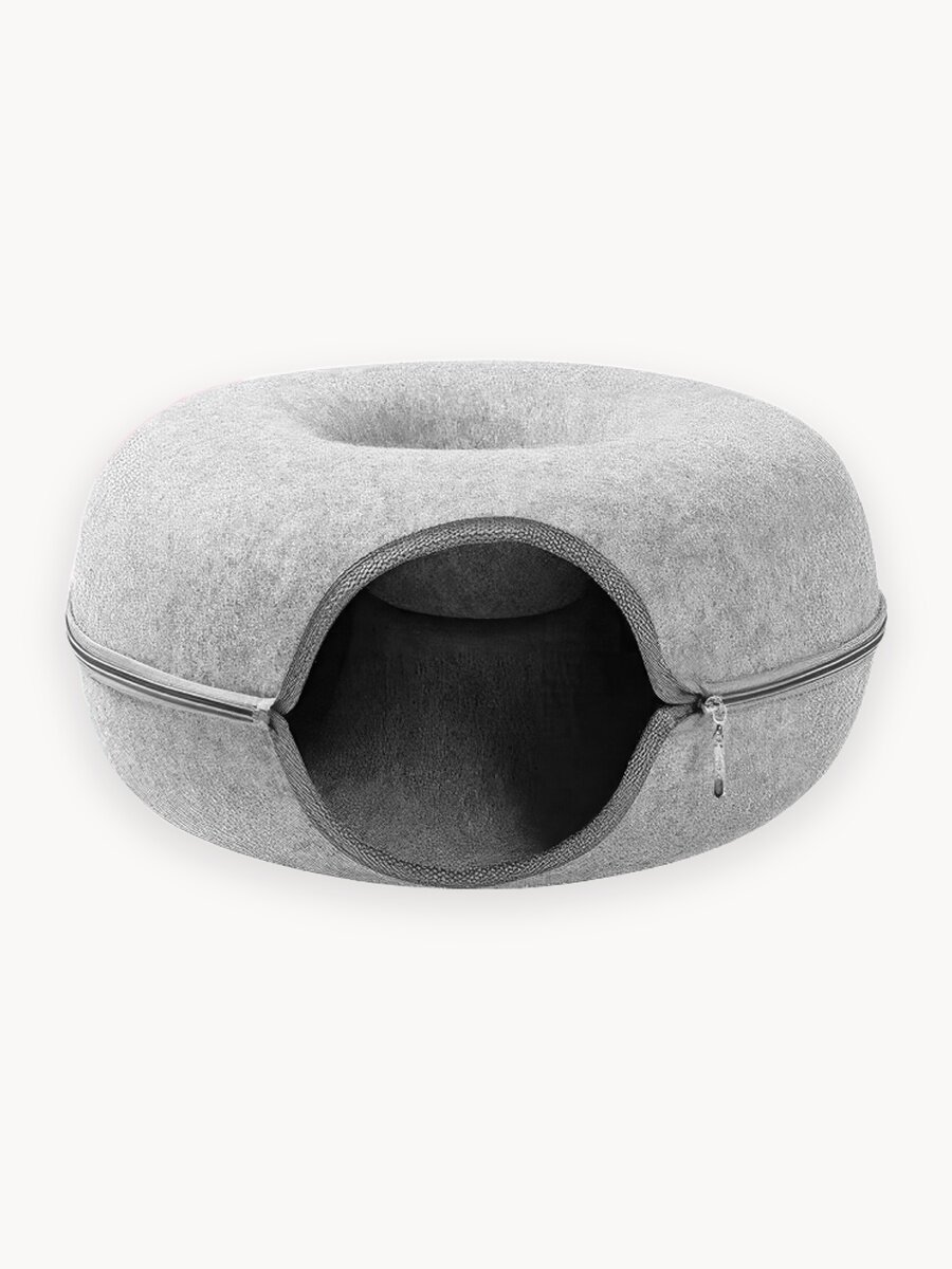 Лежанка-туннель для животных ZooWell из войлока складная 60см, светло-серая