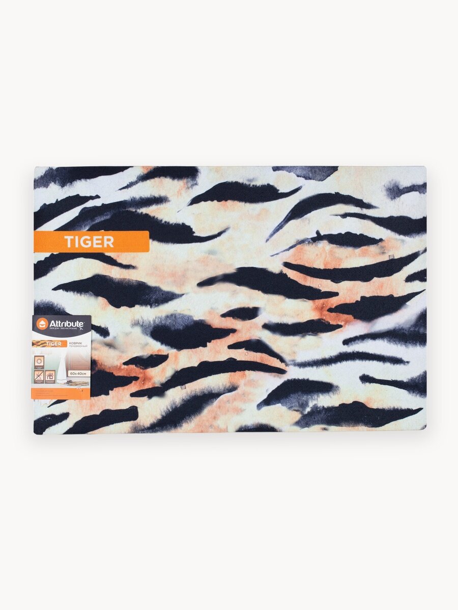 Коврик придверный ATTRIBUTE TIGER, 40х60 см, полиэстер, резина