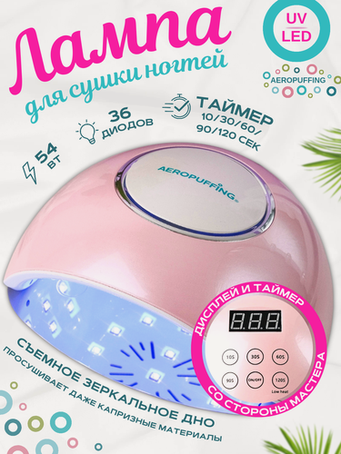 Изображение товара F4Plus Nail Lamp-гибридная UV/LED лампа для сушки ногтей, 54Вт/розовая