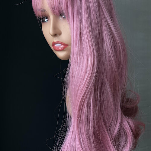 Парик длинный с локонами розовый ONLYSHAIR