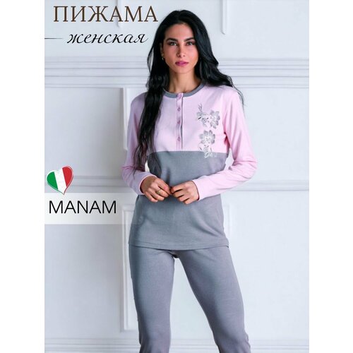 Пижама MANAM, размер 48, серый, розовый