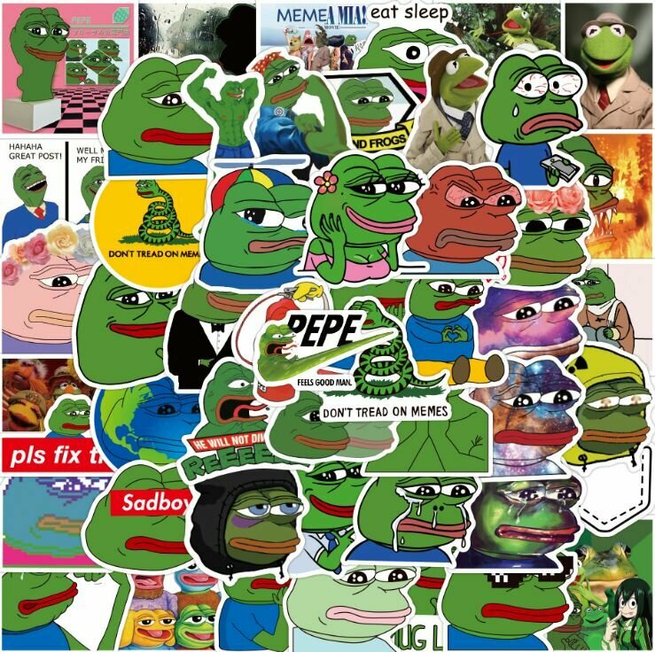 Набор стикеров Pepe Mem наклейки на телефон для стикербомбинга мем с Лягушонком Пепе