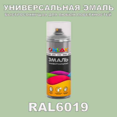 Изображение товара Универсальная быстросохнущая эмаль ONLAK в баллончике, быстросохнущая, матовая, для металла, дерева, бетона, кирпича, пластика, стекла, спрей 520 мл, RAL6019