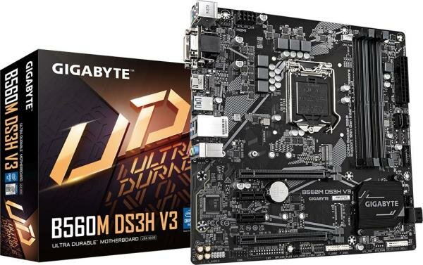 Материнская плата GigaByte B560M DS3H V3 Socket 1200 H470 4xDDR4 2xPCI-E 16x 2xPCI-E 1x 4xSATA III mATX Retail