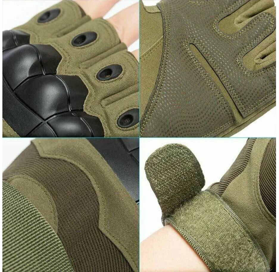 Тактические перчатки T04, без пальцев, черный