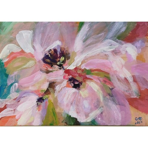 Интерьерная авторская картина Цветы Абстракция Акрил А4 1300₽