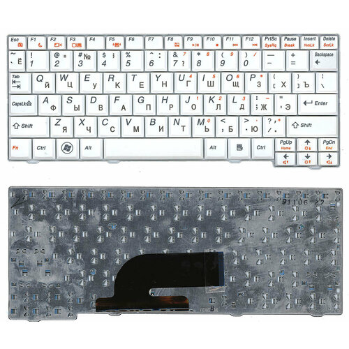 Клавиатура для нетбука Lenovo 25-008465 русская, белая, без рамки, плоский Enter