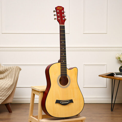 Гитара акустическая, цвет бежевый, 97см, с вырезом гитара акустическая цвет бежевый 97см с вырезом