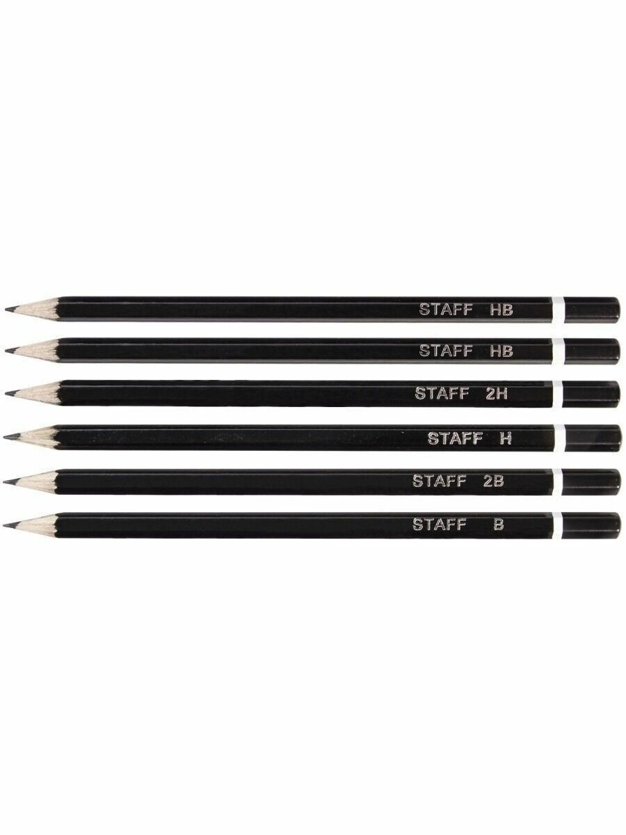 STAFF Набор чернографитных карандашей 6 штук (181254) черный 6 шт. - фото №9
