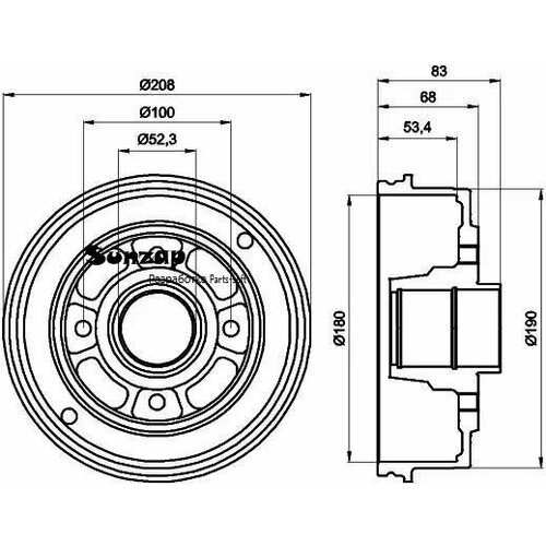 TEXTAR 94023600 Барабан тормозной RENAULT Clio 98- задний 1шт TEXTAR 4740₽