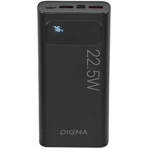 Внешний аккумулятор Digma DGPF20A 20000mAh QC30PD30 225W 3A 2xUSB-AUSB-C черный DGPF20A22PBK 2175₽