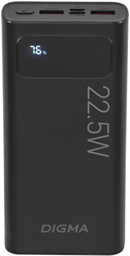 Внешний аккумулятор Digma DGPF20A 20000mAh QC3.0/PD3.0 22.5W 3A 2xUSB-A/USB-C черный (DGPF20A22PBK)