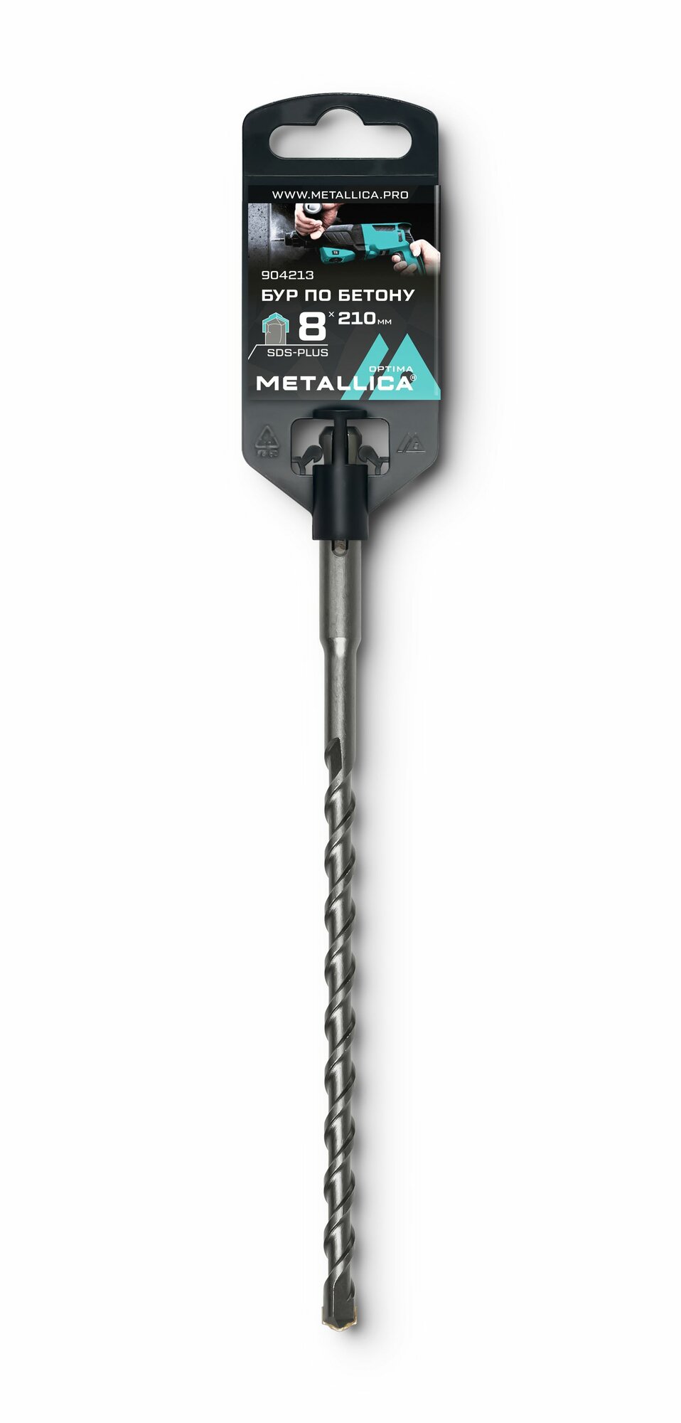 Бур по бетону SDS-plus METALLICA Optima 8х210/150 мм напайка с центром 2 спирали