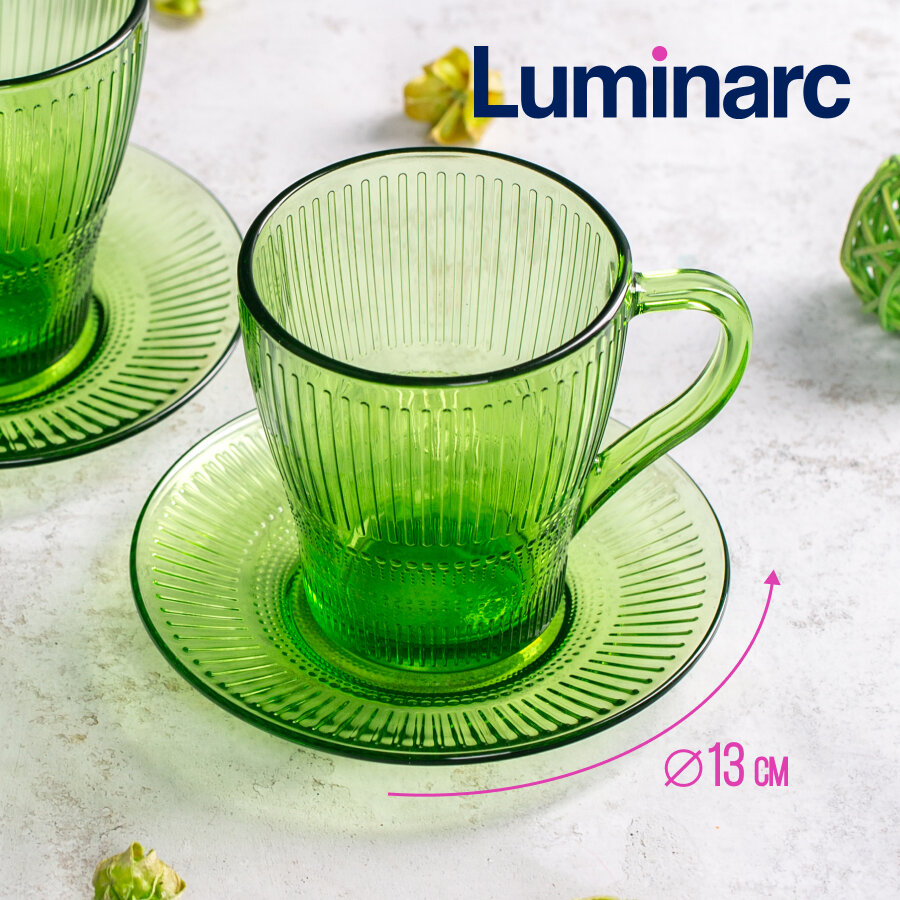 Чайный сервиз Luminarc луиз шартрез 4 предмета, ( 6 кружек 280 мл и 6 блюдец) — фото 1