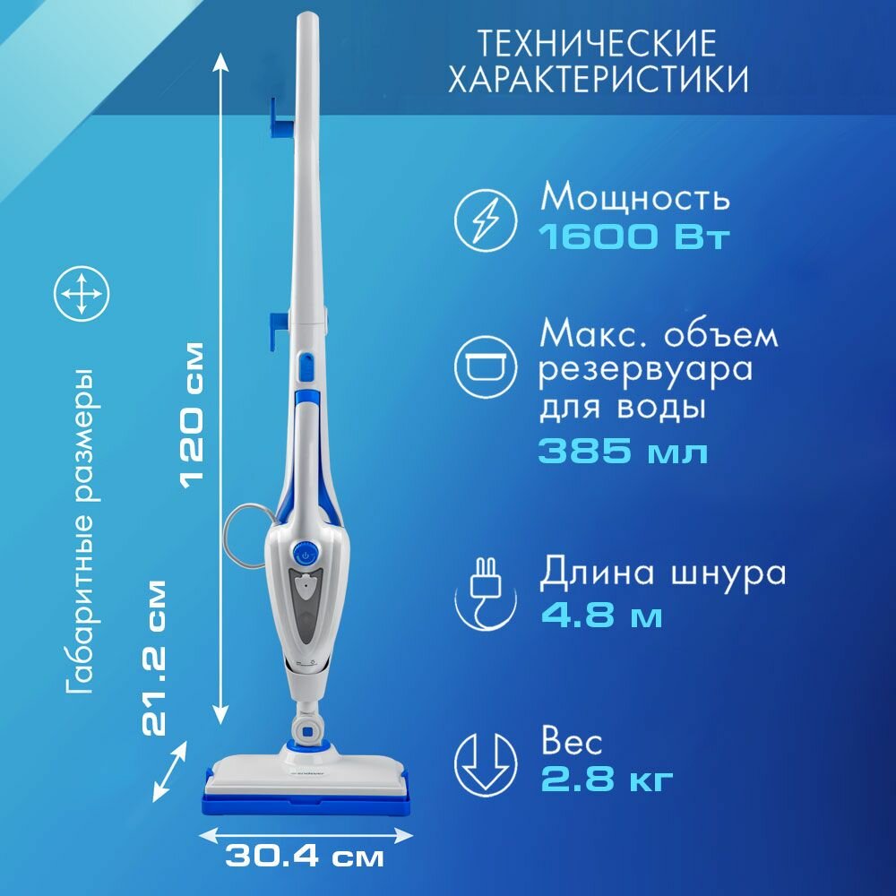 3в1 Паровая швабра / ручной отпариватель / пароочиститель ENDEVER ODYSSEY Q-624 — фото 1