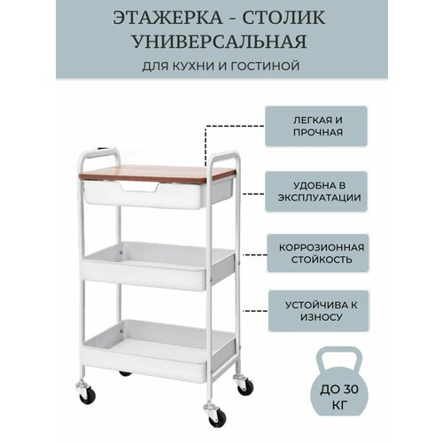 Этажерка - столик с ящиком для хранения Wire king