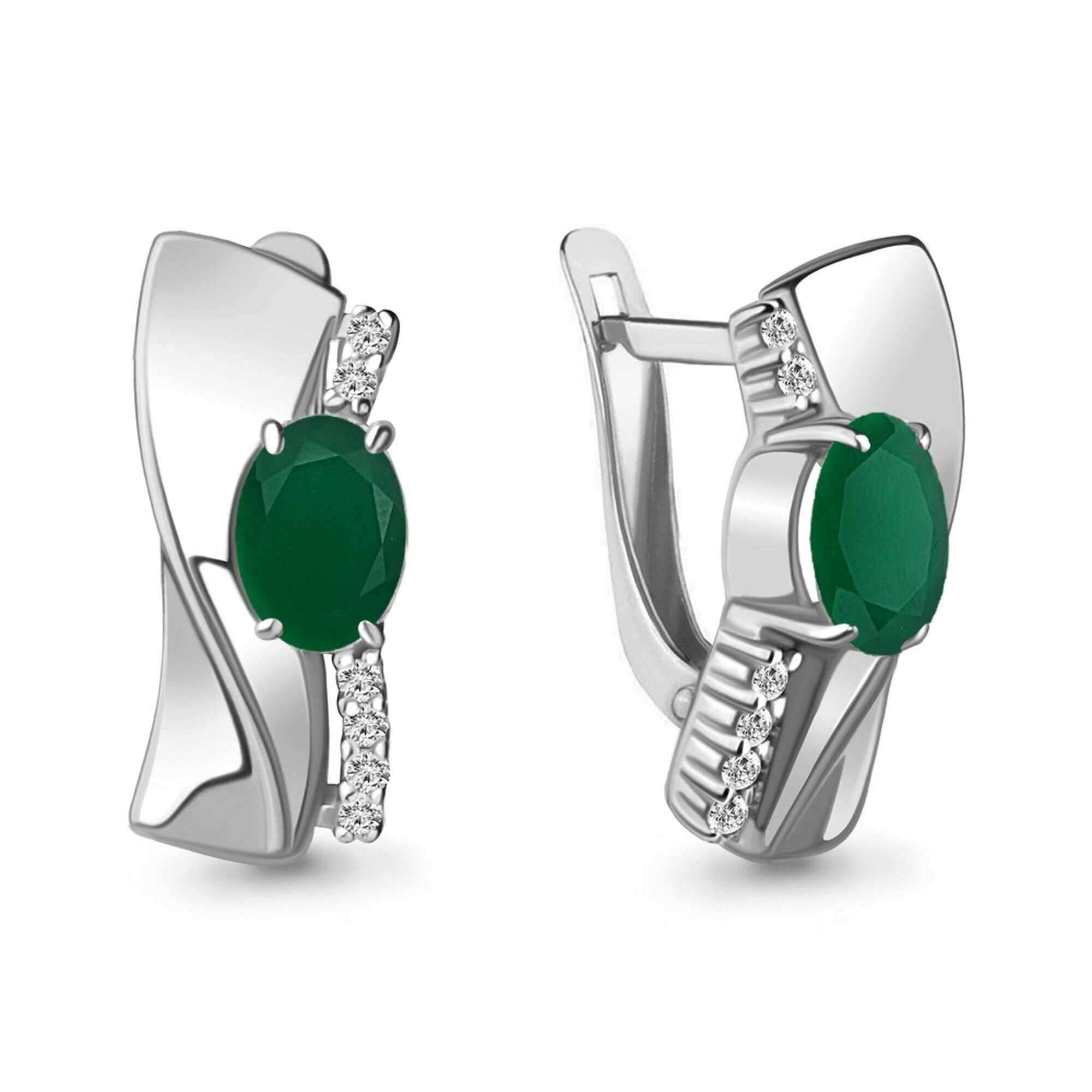 Серьги Diamant online, серебро, 925 проба, родирование, фианит, агат, длина 1.8 см, , бирюзовый