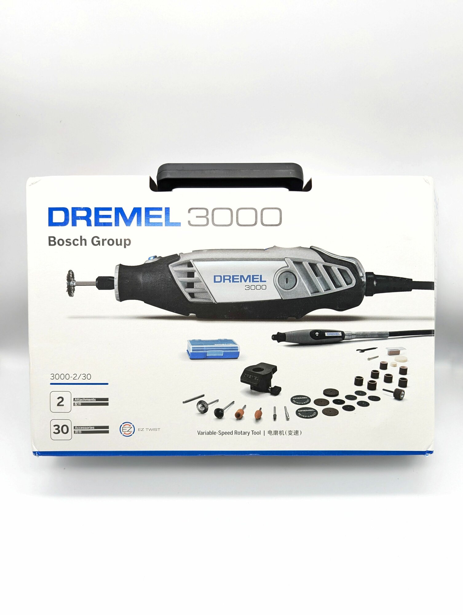 Dremel 3000 с гибким валом и направляющей 120W в кейсе с 30 насадками