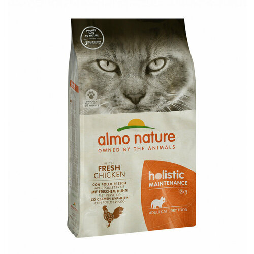 Almo Nature HOLISTIC Сухой корм для взрослых кошек со со свежей курицей, Life Maintenance, Fresh Chicken (12 кг)