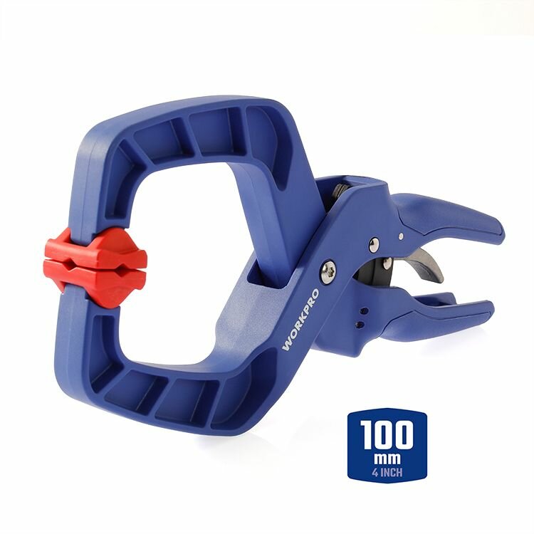 Пружинный зажим WORKPRO WP232015 100мм храповой механизм нейлоновая рама