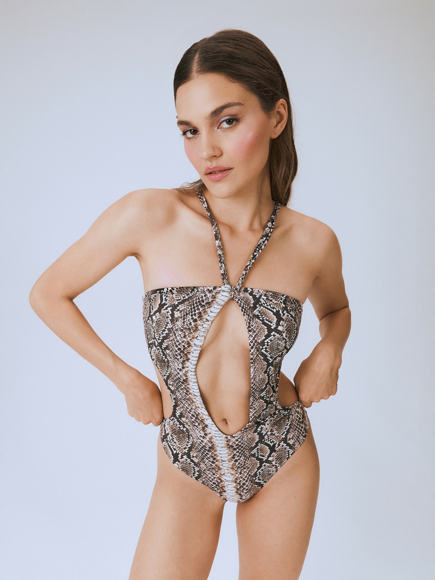 Купальник infinity lingerie, размер L, коричневый, зеленый