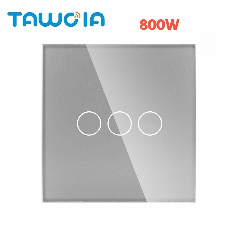 Сенсорный выключатель трехклавишный серый 86*86 мм TAWOIA
