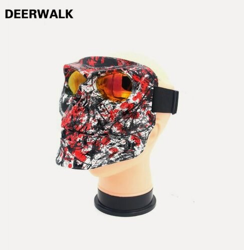 Изображение товара Маска защитная Череп, для мотокросса, пейнтбола, орбизбола, катания на квадроцикле или велосипеде, красный/белый